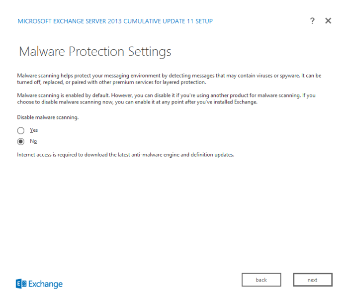 Figure 16. Select the use of malware scanning